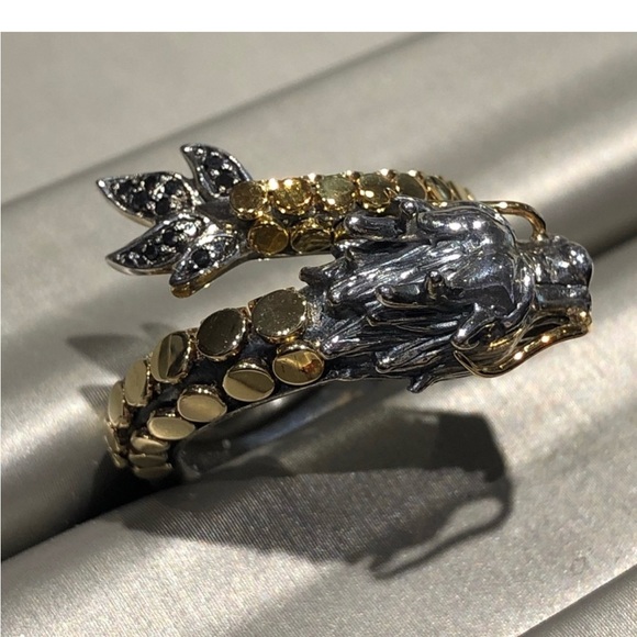 Effy Sterling Silver and 18 kt Gold Dragon Dot Ring Size 7.5 - Picture 8 of 8